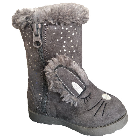 Little Girls Cat & Jack Bunny Ears Half Calf Faux Fur Lined Boots Size 5 - Picture 3 of 10